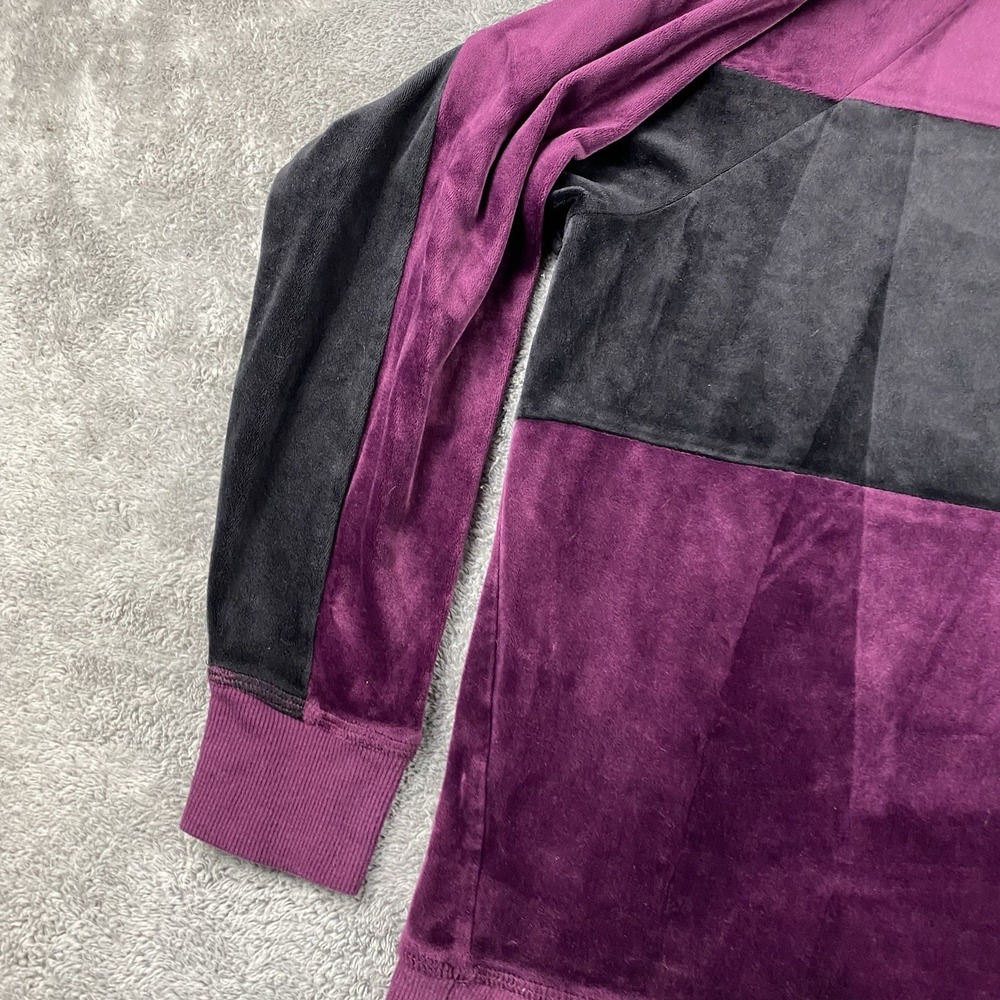 Champion Elite Velour Hoodie Pullover Womens Small Purple Black Long Sleeve - Picture 15 of 16